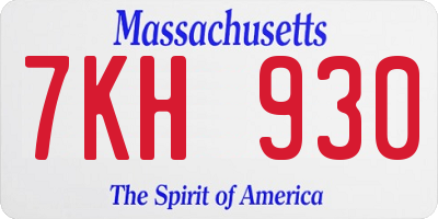 MA license plate 7KH930