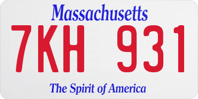 MA license plate 7KH931