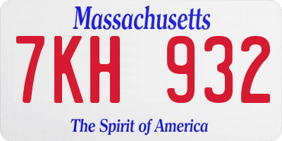 MA license plate 7KH932