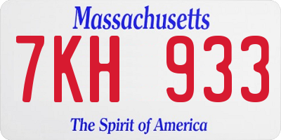 MA license plate 7KH933