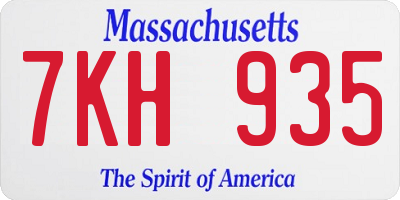 MA license plate 7KH935