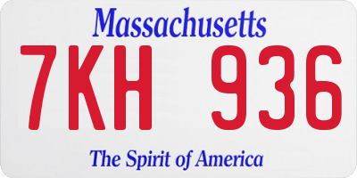MA license plate 7KH936