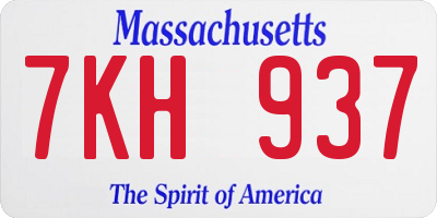 MA license plate 7KH937