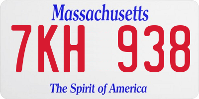 MA license plate 7KH938