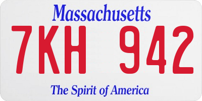 MA license plate 7KH942