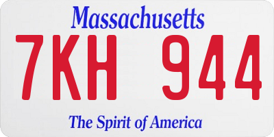 MA license plate 7KH944