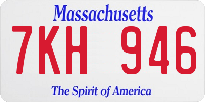MA license plate 7KH946
