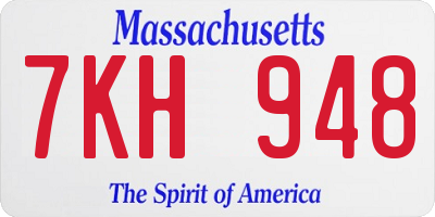 MA license plate 7KH948