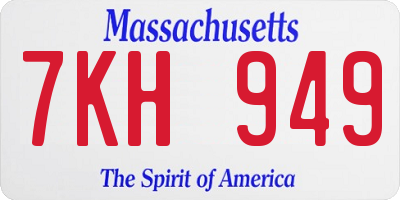 MA license plate 7KH949