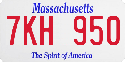 MA license plate 7KH950