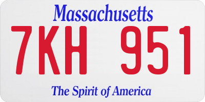 MA license plate 7KH951