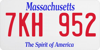 MA license plate 7KH952