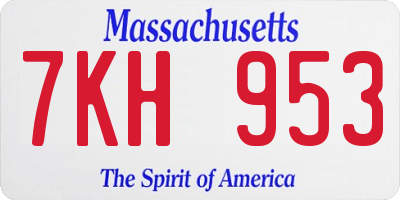 MA license plate 7KH953