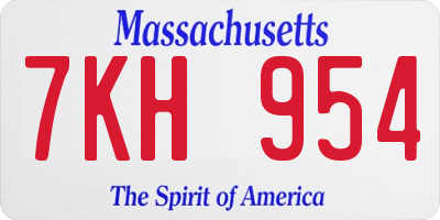MA license plate 7KH954
