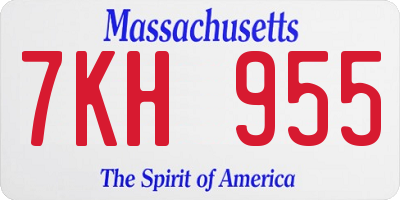 MA license plate 7KH955