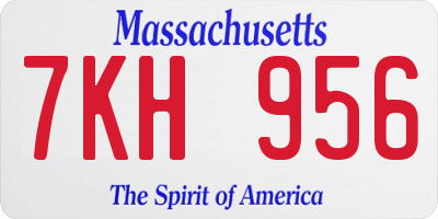 MA license plate 7KH956