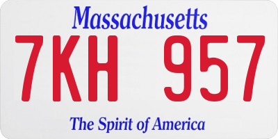 MA license plate 7KH957