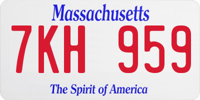 MA license plate 7KH959