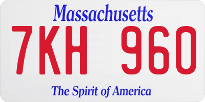 MA license plate 7KH960