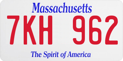 MA license plate 7KH962
