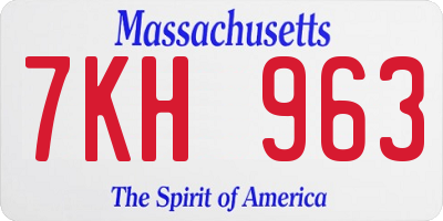 MA license plate 7KH963