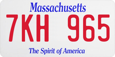 MA license plate 7KH965