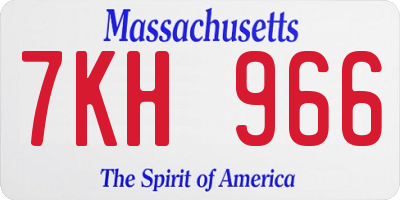 MA license plate 7KH966