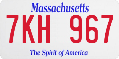 MA license plate 7KH967