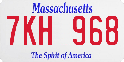 MA license plate 7KH968