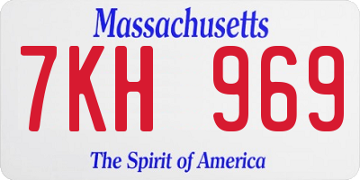 MA license plate 7KH969