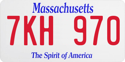 MA license plate 7KH970