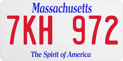 MA license plate 7KH972