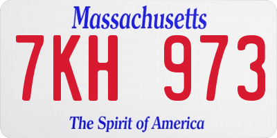 MA license plate 7KH973