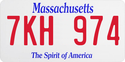 MA license plate 7KH974