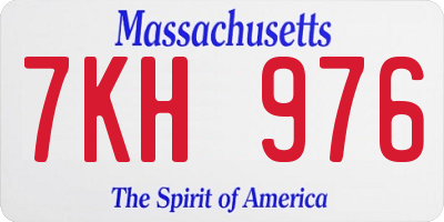 MA license plate 7KH976