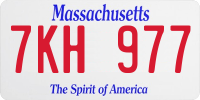 MA license plate 7KH977