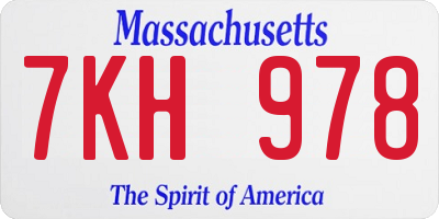 MA license plate 7KH978