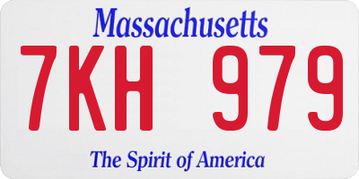 MA license plate 7KH979