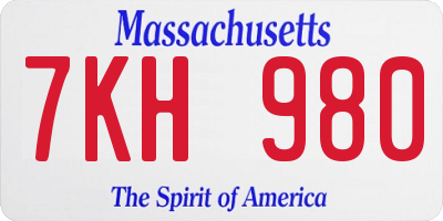 MA license plate 7KH980