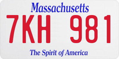 MA license plate 7KH981