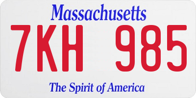MA license plate 7KH985