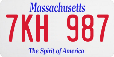 MA license plate 7KH987