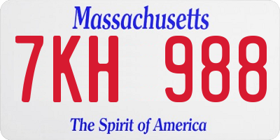 MA license plate 7KH988