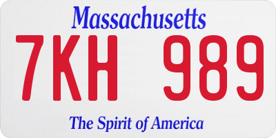MA license plate 7KH989