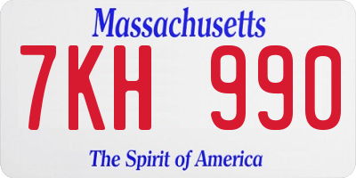 MA license plate 7KH990
