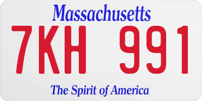 MA license plate 7KH991