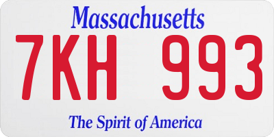MA license plate 7KH993