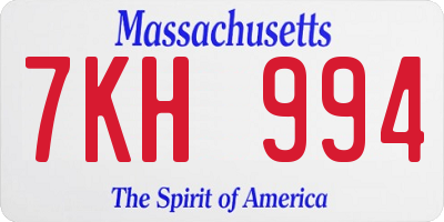 MA license plate 7KH994
