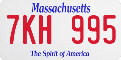 MA license plate 7KH995