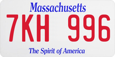 MA license plate 7KH996